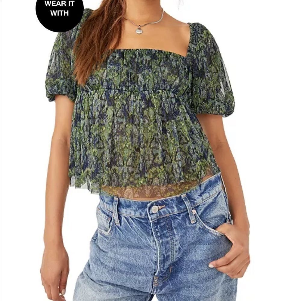 Free People Penelope T-Shirt XS Deep Sea Combo